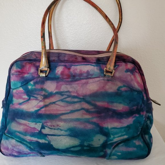 vintage Prada suede leather purse Matinee bowling Black navy green red purple - Picture 4 of 16